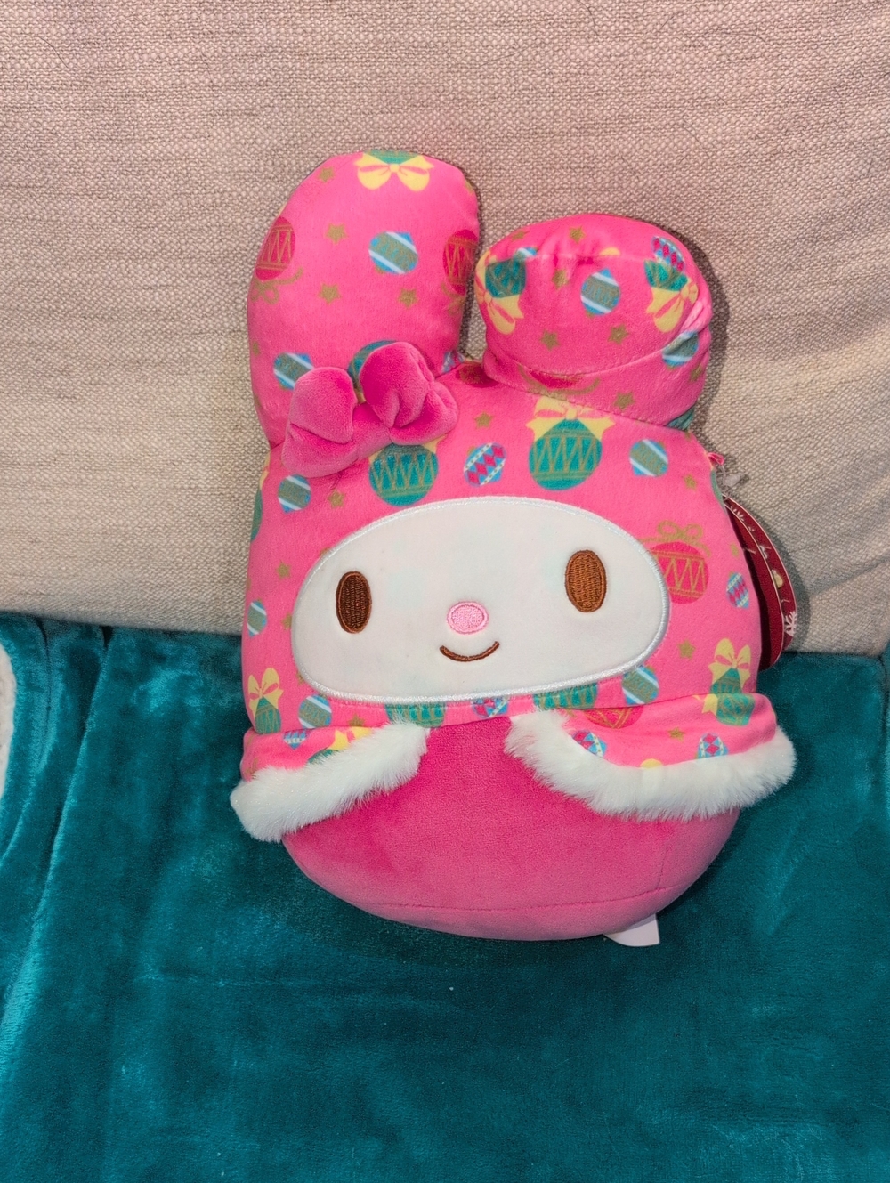 Sanrio My Melody Pink Patterned Plush with Bow Squishmallow